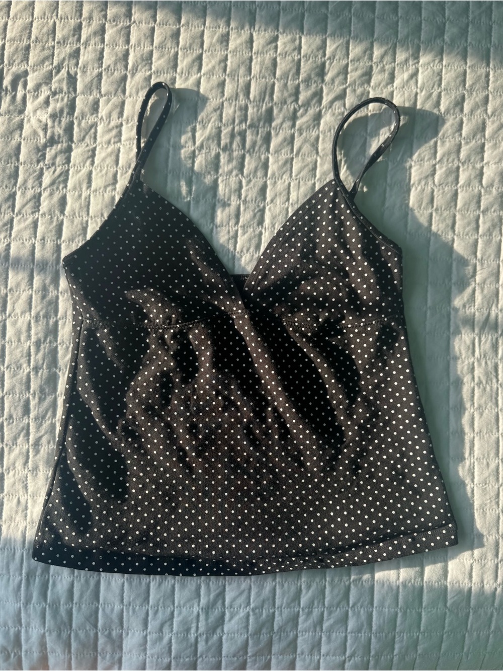 Brandy Melville Black and White Polka Dot Satin Cami